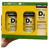 2组减10元 360粒 加拿大直邮Kirkland科克兰成人维生素D3 1000IU