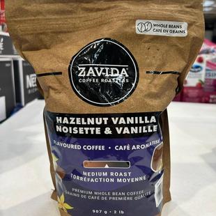 2袋9.5折加拿大直邮ZAVIDA香草奶油榛子味香浓咖啡豆中度烘培907g