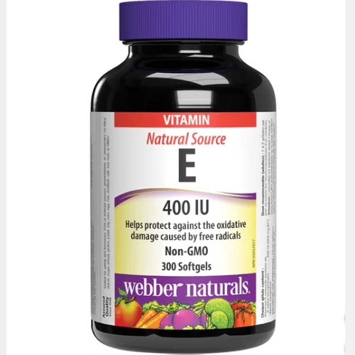 2瓶减10元加拿大直邮WEBBER韦博维生素E 400UI维他命E软胶囊300粒
