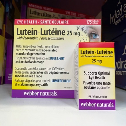 2瓶减10 加拿大直邮WEBBER Naturals伟博成人叶黄素胶囊175粒25mg