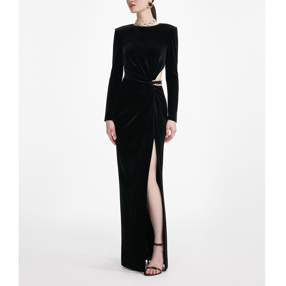 高端年会战袍礼服裙女丝绒连衣裙