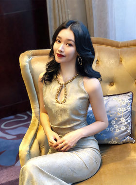 轻奢钉珠亮片敬酒服订婚晚礼服女