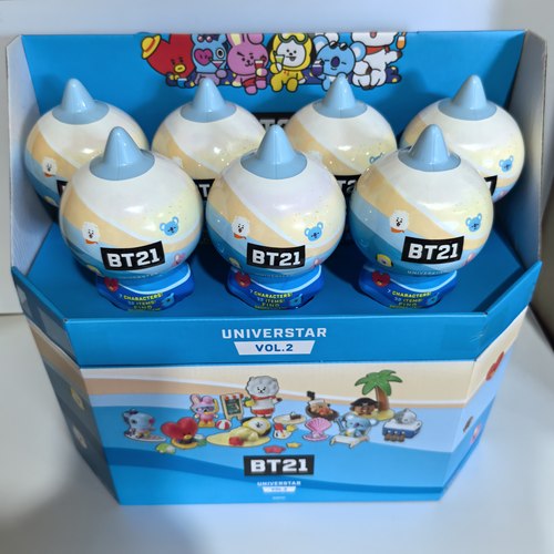 BT21蓝色沙滩盲盒手办玩具公仔人偶娃娃玩偶模型摆件周边正版收藏