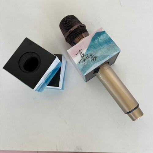 电视台标麦牌三角形台标话筒套小蜜蜂魔术贴采访牌台标定制话筒套 - 封面