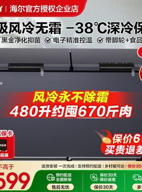 海尔冰柜商用480/629/719升大容量风冷无霜全冷冻柜超低温速冻柜