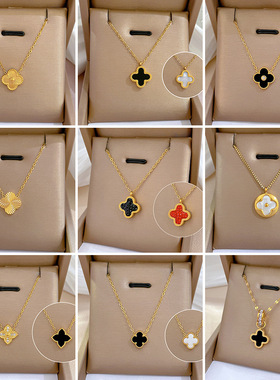 【通体钛钢】炉内真金幸运草爆款冷淡项链女ins网红锁骨链配饰品