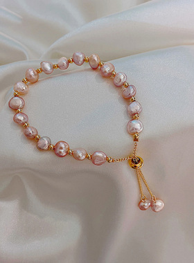 巴洛克天然淡水珍珠手链鱼尾ins小众设计学生闺蜜姐妹简约手环潮