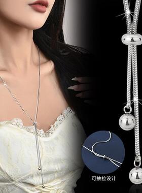 新款简约钛钢挂件毛衣链女款长款项链2024新款抽拉不掉色小众百搭