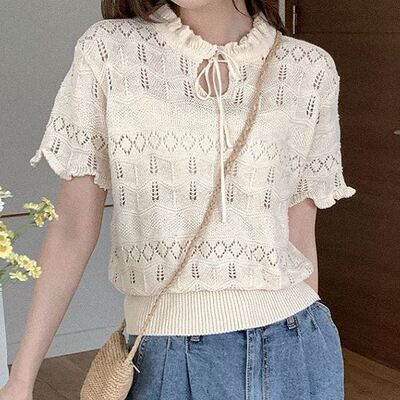 六0813韩国正品heylady-17897 针织衫区潮流韩版浪漫可爱简约夏季