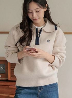 六0125韩国正品purplia-45620 针织衫区通勤端庄纯色高端正品舒适