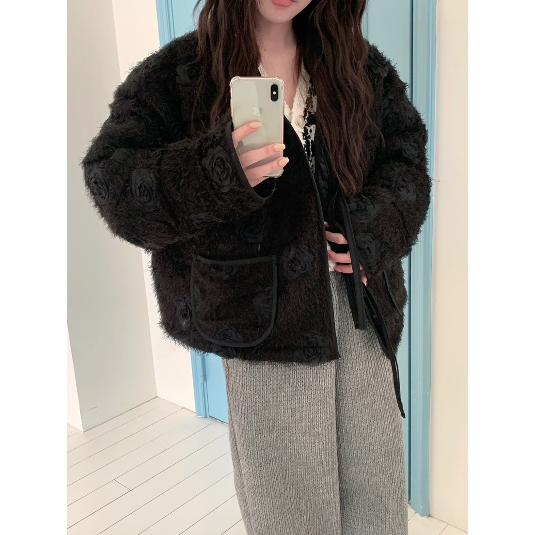 八1107韩国东大门运动瑜伽外套短款大衣区4482603复古秋季时装