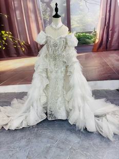 儿童礼服主持人钢琴演奏演出服女童礼服生日大童晚礼服鱼尾高级