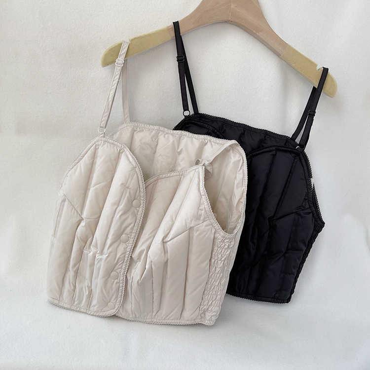 出口90白鸭绒轻薄羽绒内胆吊带衫轻便内搭超短款羽绒马甲背心打底
