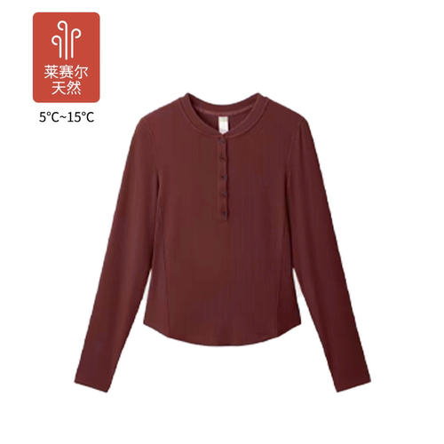 圆领系扣长袖打底衫