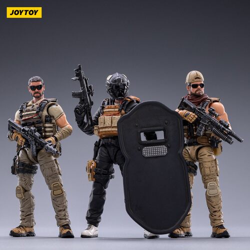 JOYTOY 暗源雇佣兵硬核酷玩系列三人组 关节可动兵人模玩手办礼物
