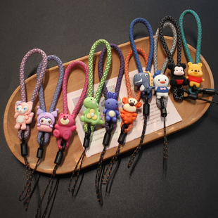 卡通可爱小兔子手机挂绳指环短款 创意钥匙U盘挂件挂饰防丢手机链