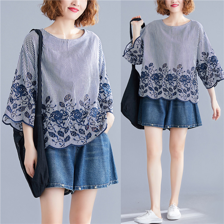 棉麻花衬衫 图片 价格 多少钱 什么值得买