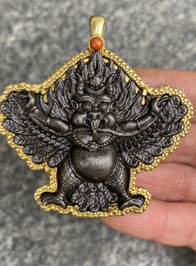 仿古藏式大鹏鸟护法神天铁托甲包边项链吊坠挂件西藏特色文玩吊坠