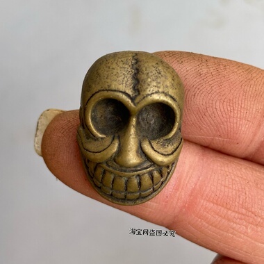 仿古藏式黄铜尸陀林阿呆骷髅头挂件项坠藏式文玩吊坠挂件配饰
