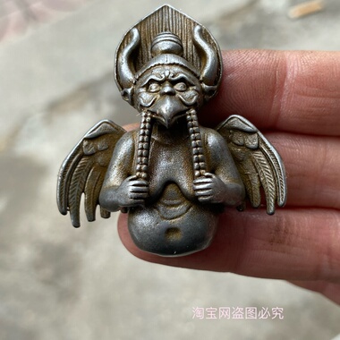 仿古西藏尼泊尔藏式天铁大鹏鸟挂件吊坠密宗铜佛古玩文玩配饰