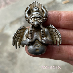 仿古西藏尼泊尔藏式天铁大鹏鸟挂件吊坠密宗铜佛古玩文玩配饰