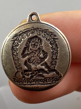 仿古藏民族纯铜黑财神金刚迷你九宫八卦牌小吊坠文玩手串配饰侧挂