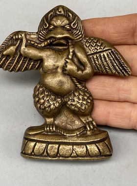 仿古藏式黄铜大号金翅大鹏鸟护法神吊坠挂件藏式饰品配饰配件侧挂
