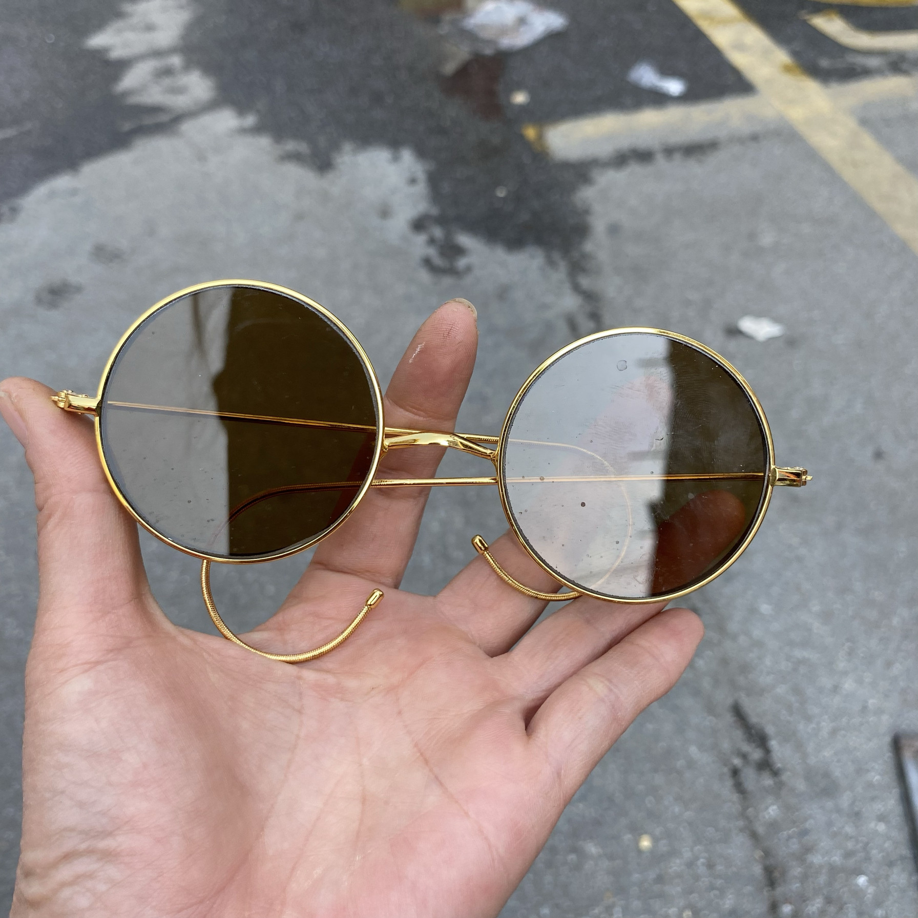 复古港味金丝小框太阳镜ins小太阳眼镜