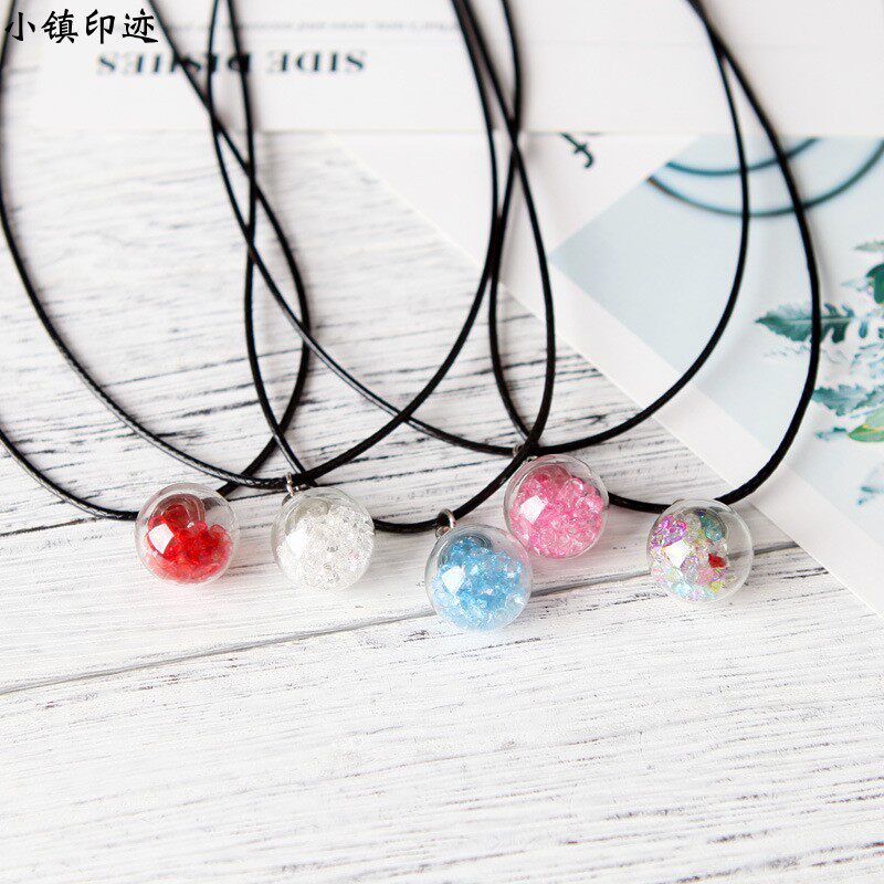 云南文艺饰品特色玻璃球项坠子藏银民族风项链女锁骨吊坠百搭挂饰