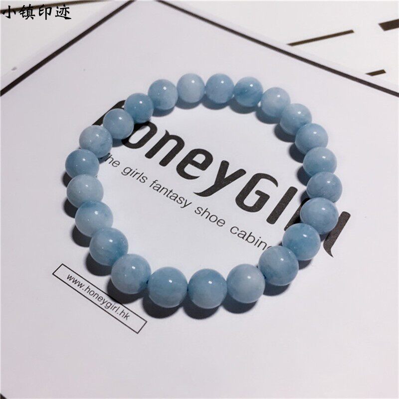 时尚水晶手链女海蓝宝单圈短手串清新文艺情侣本命年礼品简约饰品