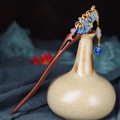 景泰蓝气质个性 发饰原创首饰品 发钗凤凰步摇发簪中国古风汉服古装