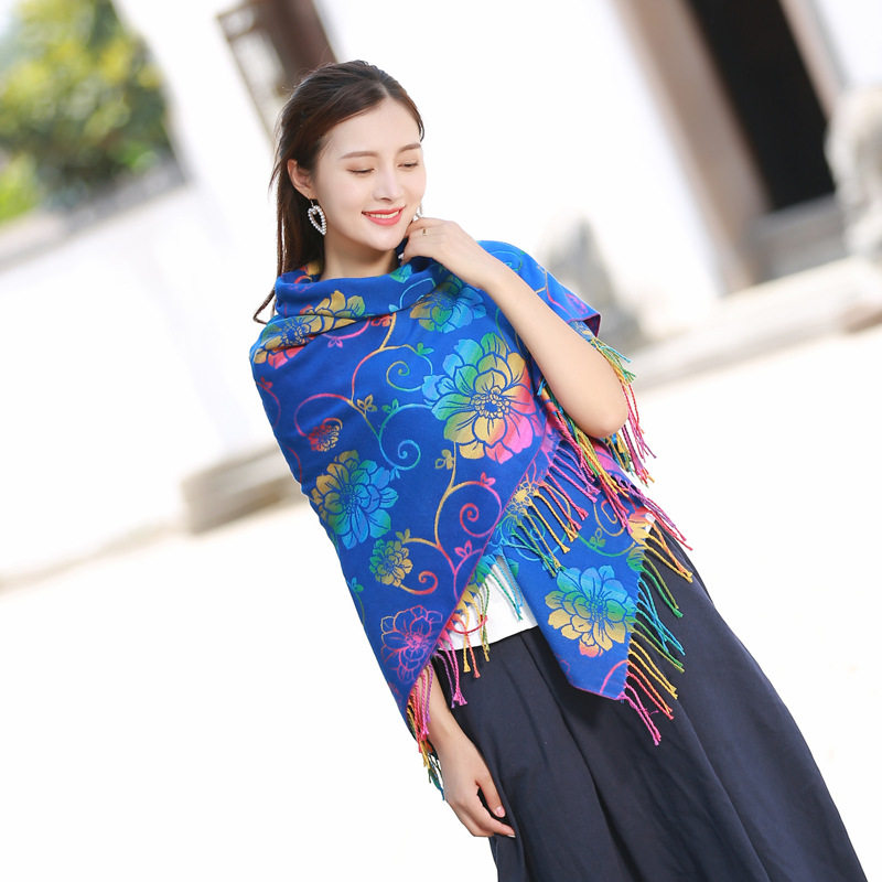 特色新款春夏季加厚流苏大方巾云南丽江民族风披肩围巾两用百搭配
