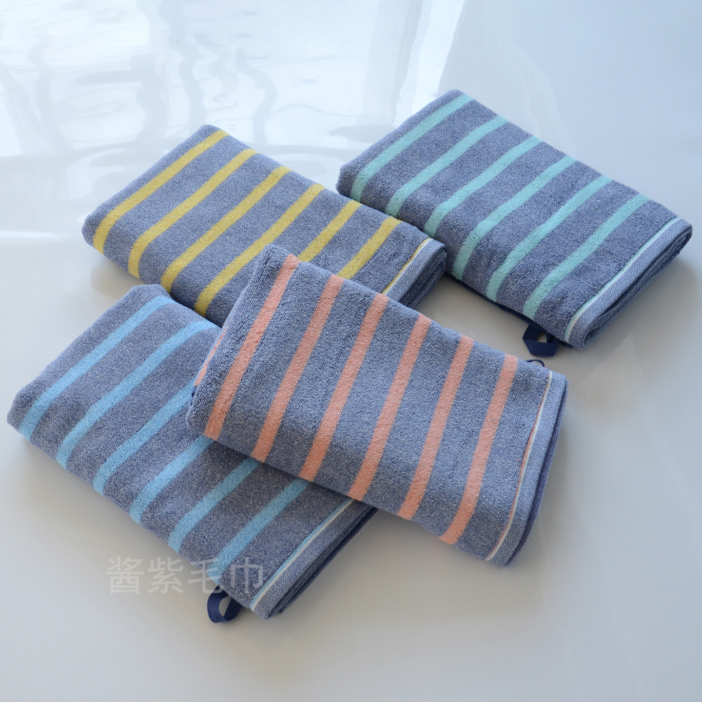 日单原单  男士加厚纯棉浴巾 经典条纹 全棉洗澡大毛巾140*70cm