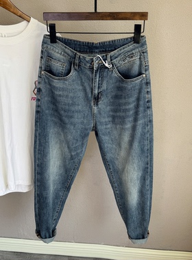 宽松好版型 初秋新款百搭单裤小哈伦锥形特别好穿的九分牛仔裤男