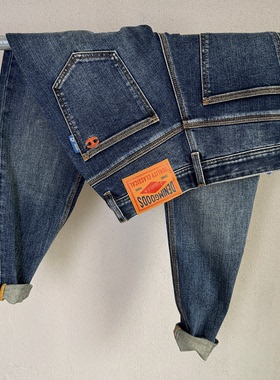 高品质2025秋冬锥形牛仔九分裤男经典蓝色男士修身弹力直筒长裤子