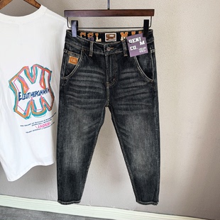 潮男牛仔九分裤 秋冬丹宁八分裤 长裤 弹力高端锥形小脚修身 2025厚款