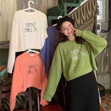 2020春秋季高腰短款女网红长袖卫衣1
