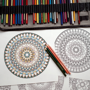 【圆满】敦煌藻井纹样图案壁画对称图形白描涂色卡填色本平铺分装