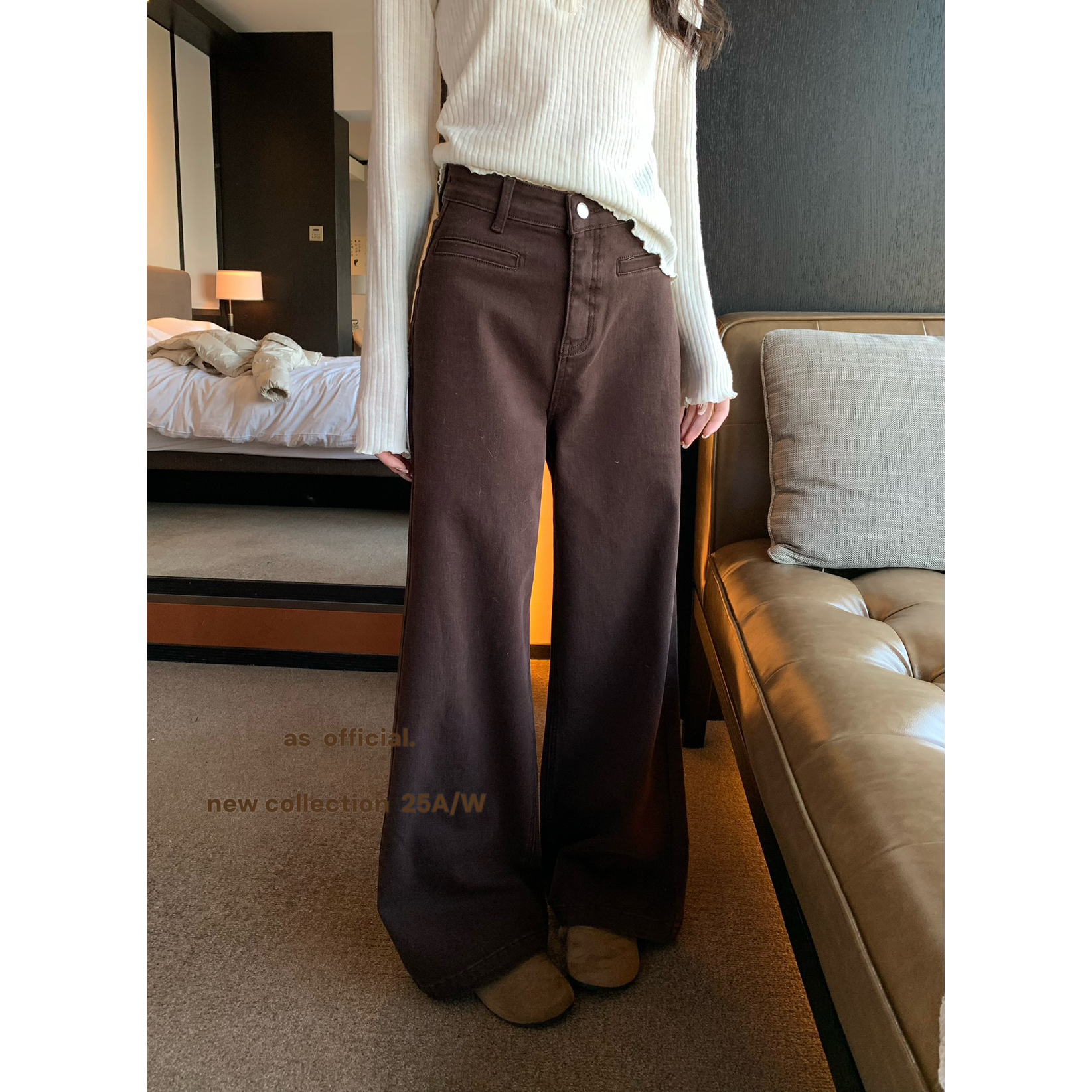 AS OFFICIAL-腿瘦直筒不贴腿•怒推N次假口袋设计直筒牛仔裤50239