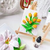 石膏娃娃立体3d浮雕画手工diy上色百合郁金香摆件饰活动团建礼品