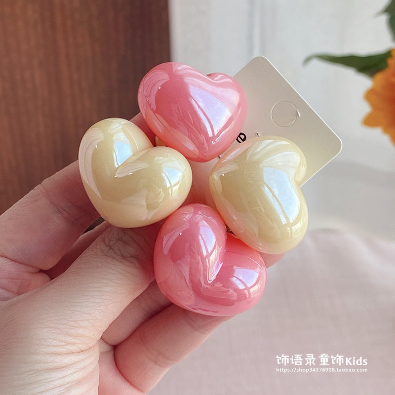 韩进口珠光中空爱心圆珠儿童发圈