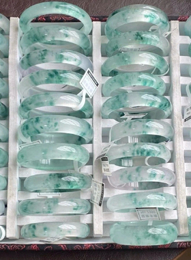 高冰冰透独龙玉飘花手镯高品质翡翠色女款玉石手镯子冰种玉镯女款