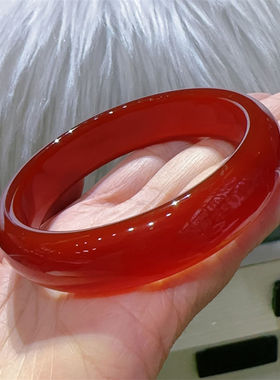 天然转运红色福镯玛瑙手镯正圈玉髓女款旺夫本命年手镯玉镯子证书