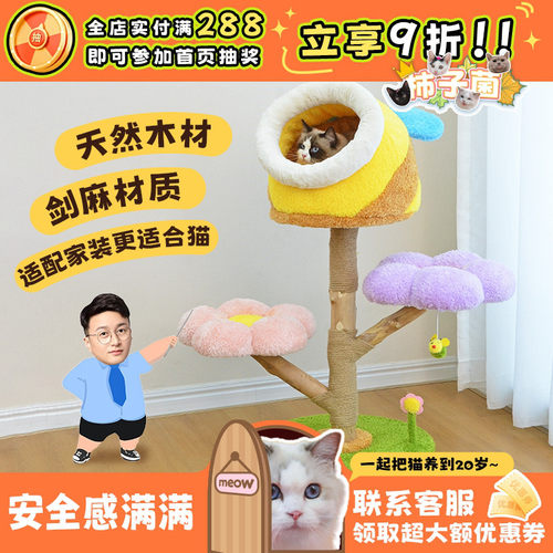 【柿子菌】凯瑞猫爬架出口品质铁管剑麻实木猫窝猫树猫台稳固不倒