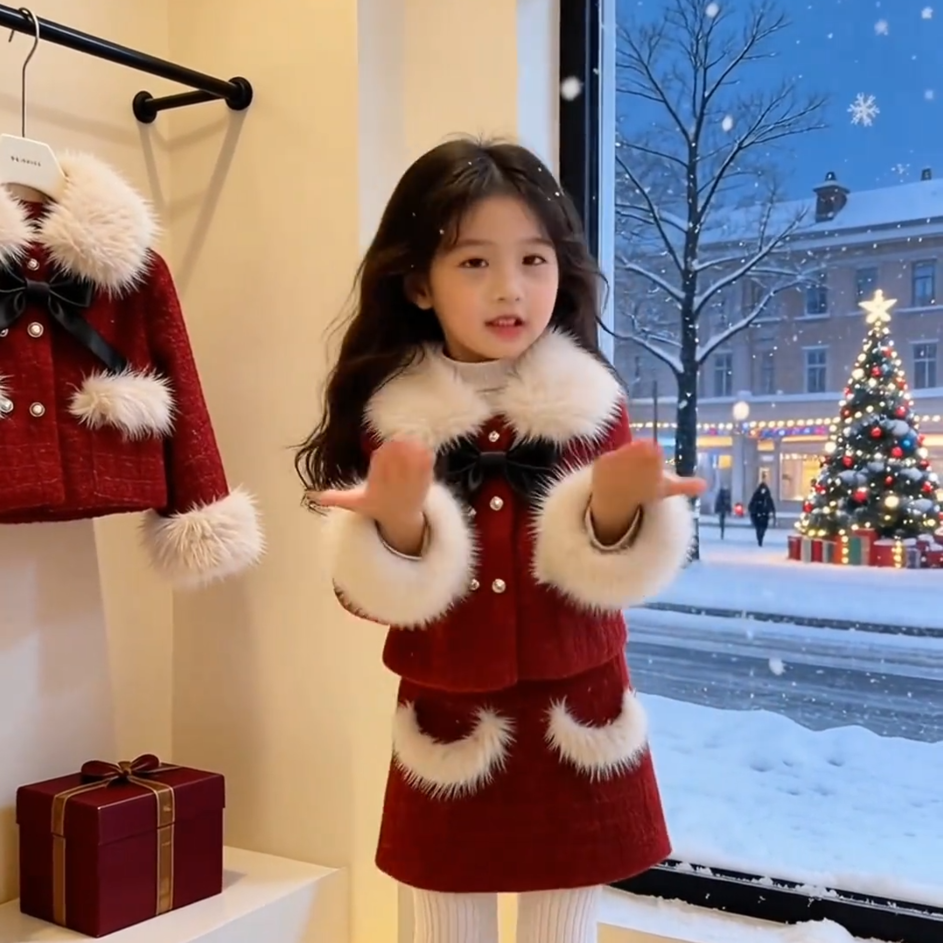 过年拜年服女童小香风套装2026新款冬季宝宝喜庆红色夹棉外套半裙,童装/婴儿装/亲子装,套装,淘宝优惠券,粉丝福利购,淘宝优惠卷