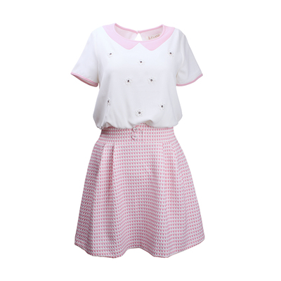 专柜现货ELAND衣恋女装珠花拼接百搭显瘦气质连衣裙EEOM53704M