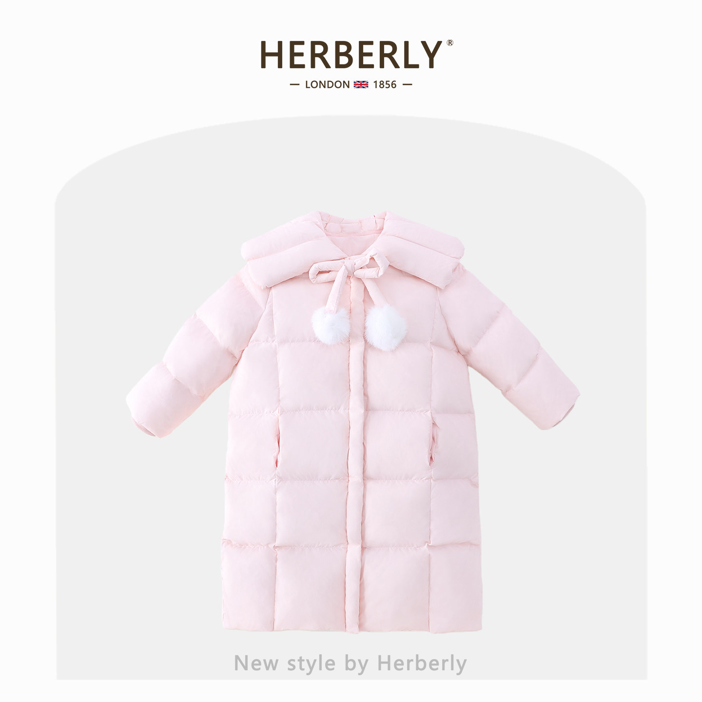 赫柏莉HERBERRY女童中长款羽绒服冬装洋气儿童加厚白鸭绒保暖外套