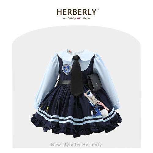 赫柏莉HERBERRY女童兔子警官cos服春秋装小女孩朱迪洛丽塔蓬蓬裙