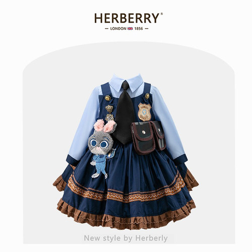 赫柏莉HERBERRY女童朱迪兔子警官cos夏装小女孩洛丽塔礼服公主裙