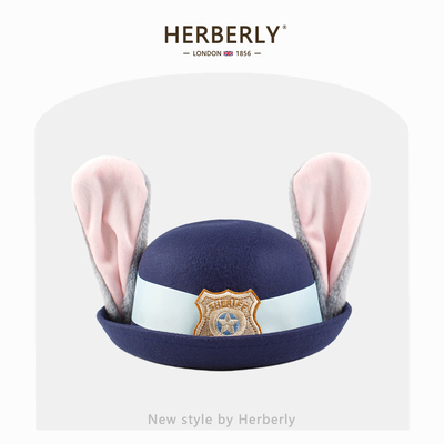 英国HERBERRY女童疯狂动物城兔子警官礼帽迪士尼儿童成人朱迪帽子